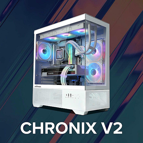 Корпус Zalman Chronix V2 без БП, 1xUSB3.0, 1xUSB2.0, 1x Type C, 2x120мм ARGB Reverse, 4x120мм ARGB, VGA 410мм, LCS ready, TG Side/Front Panel, ATX, белый