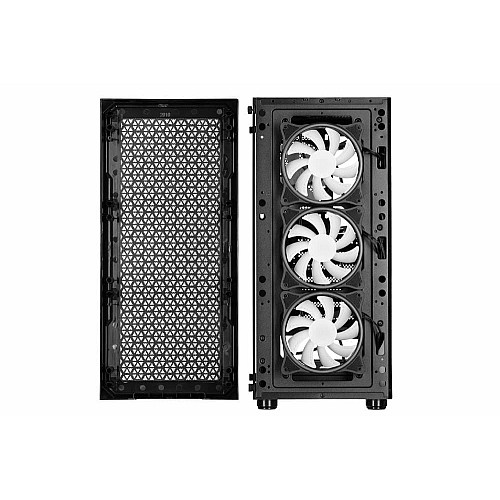 Корпус 2E GAMING Hexagon G338 без БП 2xUSB3.0, 1xUSBType-C, 3x120мм ARGB, 1x120мм, VGA 330мм, LCS ready, HUB, TG Side Panel, ATX, черный