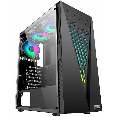 Корпус 2E GAMING Galaxy G2055 без БП 2xUSB3.0, 1xUSB2.0, 3x120мм ARGB, VGA 345мм, LCS ready, HUB, TG Side Panel, ATX, черный