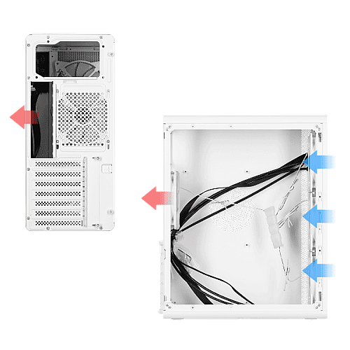 Корпус 2E GAMING Credo Plus V510W без БП, 1xUSB3.0, 1х USB 2.0, 1xUSB Type-C, 4x120мм RGB Rainbow, VGA 310мм, TG Side Panel, ATX, белый