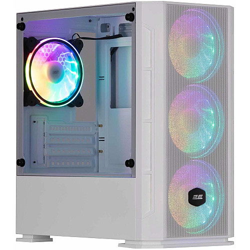 Корпус 2E GAMING Calleo GB700W без БП, 2xUSB3.0, 1xUSB2.0, 4x120мм ARGB, VGA 320мм, LCS ready, контроллер с пультом, TG Side Window, mATX, белый