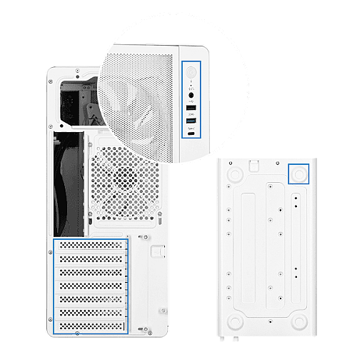 Корпус 2E GAMING Credo Plus V510W без БП, 1xUSB3.0, 1х USB 2.0, 1xUSB Type-C, 4x120мм RGB Rainbow, VGA 310мм, TG Side Panel, ATX, белый