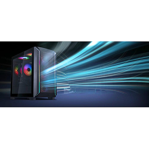 Корпус SilverStone Fara FA312Z-BG без БП, 2xUSB3.0, 2x140мм, ARGB VGA 365мм, LCS ready, TG Side Panel, mATX, черный