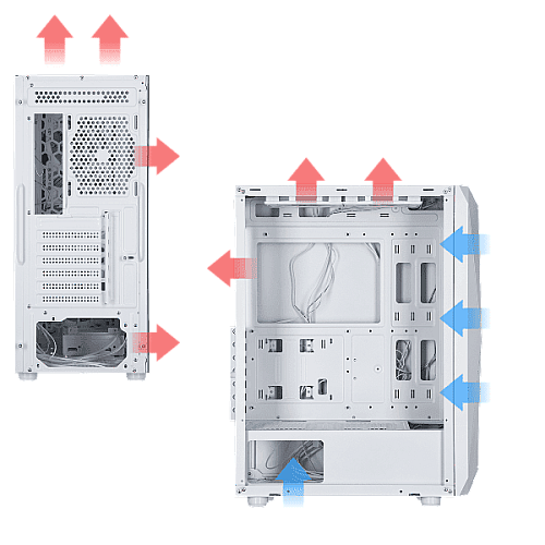 Корпус 2E GAMING Aruba G3313W, без БП 1xUSB3.0, 2xUSB2.0, 5x120мм ARGB, VGA 330мм, LCS ready, HUB, TG Side Panel, ATX, белый