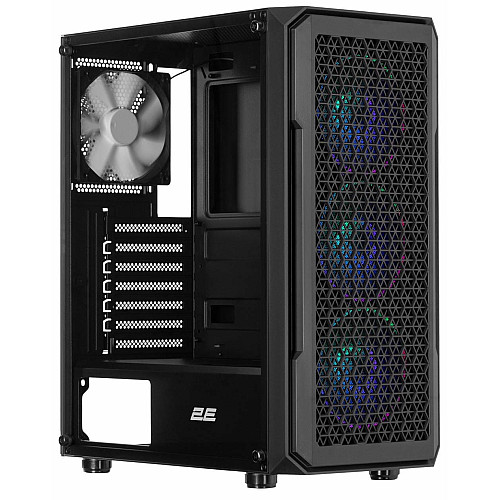 Корпус 2E GAMING Hexagon G338 без БП 2xUSB3.0, 1xUSBType-C, 3x120мм ARGB, 1x120мм, VGA 330мм, LCS ready, HUB, TG Side Panel, ATX, черный