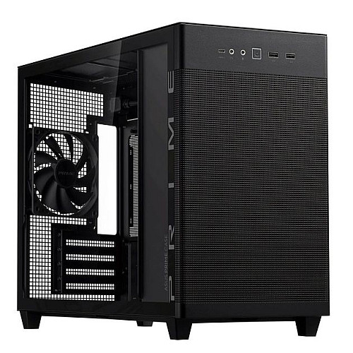 Корпус ASUS Prime AP201 Tempered Glas, без БП, 2xUSB3.2, 1xUSB Type-C, Tempered Glass side, mATX, черный 90DC00G0-B39010