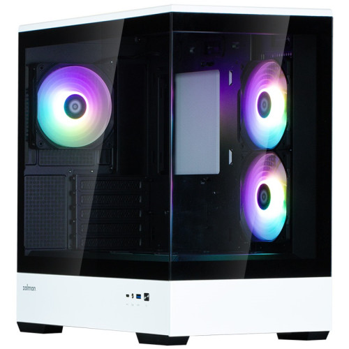 Корпус Zalman P30 без БЖ, 1xUSB3.0, 1xUSBType-C, 3x120мм ARGB, VGA 420мм, LCS ready, TG Side Panel, mATX, чорний/білий