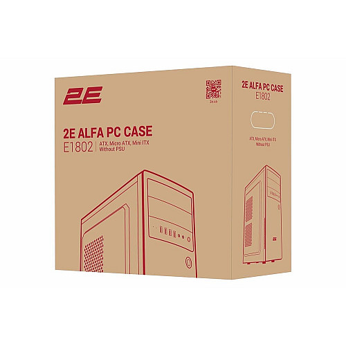 Корпус 2E Alfa E1802 без БЖ 4xUSB3.0, VGA 320мм, ATX, чорний