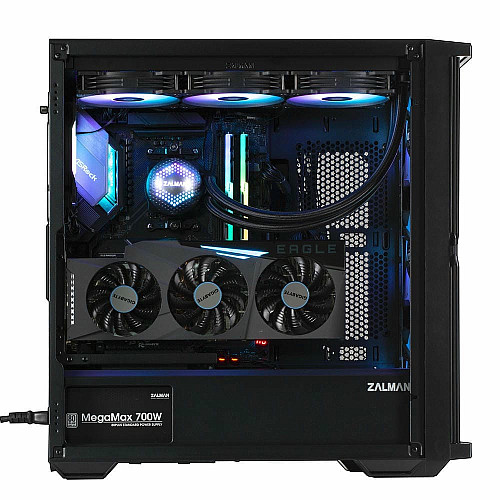 Корпус Zalman Z10 Plus без БП, 2xUSB3.0, 1xUSB Type-C, 3x140мм ARGB, 1x120мм ARGB, VGA 395мм, LCS ready, TG Side Panel, EATX, черный