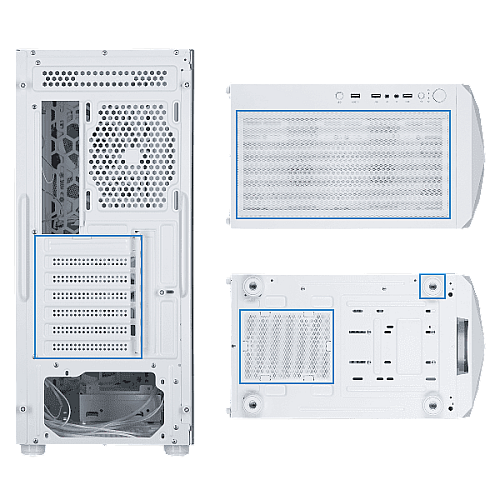 Корпус 2E GAMING Aruba G3313W, без БП 1xUSB3.0, 2xUSB2.0, 5x120мм ARGB, VGA 330мм, LCS ready, HUB, TG Side Panel, ATX, белый