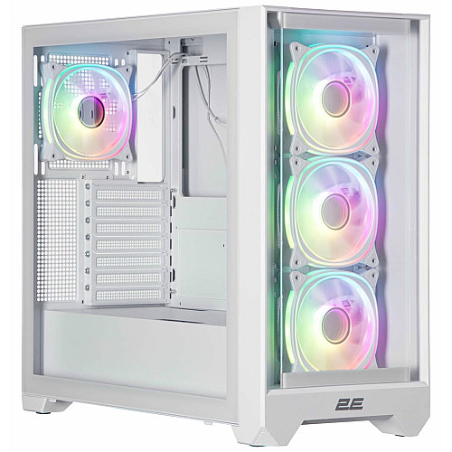 Корпус 2E GAMING Dominator Pro G2302W, без БП 2xUSB3.0, 1xUSBType-C, 4x120мм ARGB, VGA 380мм, LCS ready, контроллер с пультом, TG Side Panel, TG/Mesh Front panel, ATX, белый