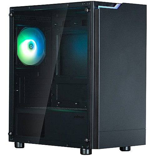 Корпус Zalman T4 Plus без БП, 2xUSB3.0, 1xUSB2.0, 1x120мм ARGB, VGA 320мм, LCS ready, TG Side Panel, mATX, черный