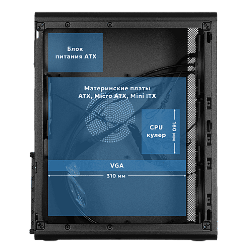 Корпус 2E GAMING Credo Plus V510B без БП, 1xUSB3.0, 1х USB 2.0, 1xUSB Type-C, 4x120мм RGB Rainbow, VGA 310мм, TG Side Panel, ATX, черный