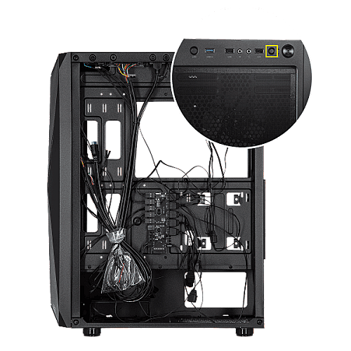 Корпус 2E GAMING Aruba G3313B, без БП 1xUSB3.0, 2xUSB2.0, 5x120мм ARGB, VGA 300мм, LCS ready, HUB, TG Side Panel, ATX, черный