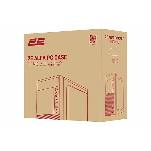 Корпус 2E Alfa E190-3U без БЖ 2xUSB3.0, 1xUSB2.0, VGA 320мм, ATX, чорний