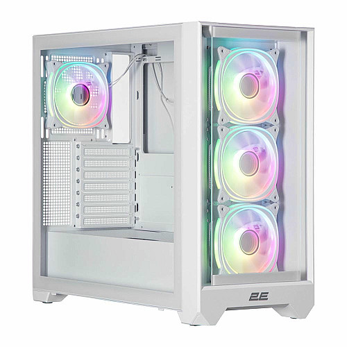 Корпус 2E GAMING Dominator Pro G2302W, без БП 2xUSB3.0, 1xUSBType-C, 4x120мм ARGB, VGA 380мм, LCS ready, контроллер с пультом, TG Side Panel, TG/Mesh Front panel, ATX, белый
