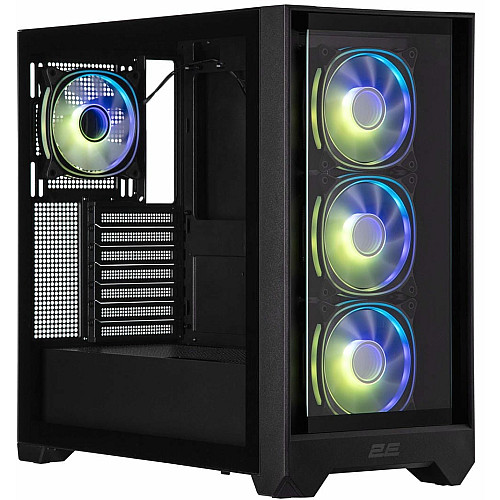 Корпус 2E GAMING Dominator Pro G2302B, без БП 2xUSB3.0, 1xUSBType-C, 4x120мм ARGB, VGA 380мм, LCS ready, контроллер с пультом, TG Side Panel, TG/Mesh Front panel, ATX, черный