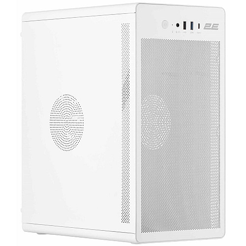 Корпус 2E Credo V285W без БП, 1xUSB3.0, 1х USB 2.0, 1xUSB Type-C, 1x120мм, VGA 300мм, mATX, белый