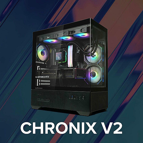 Корпус Zalman Chronix V2 без БП, 1xUSB3.0, 1xUSB2.0, 1x Type C, 2x120мм ARGB Reverse, 4x120мм ARGB, VGA 410мм, LCS ready, TG Side/Front Panel, ATX, черный