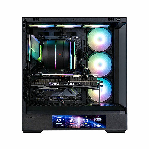 Корпус Zalman P40 DS без БП, 2xUSB3.0, 1x Type C, 3x120мм ARGB Reverse, 1x120мм ARGB, VGA 420мм, LCS ready, TG Side/Front Panel, Display, ATX, черный