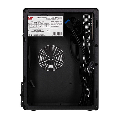 Корпус 2E Credo V200B-400 з БЖ 2E ATX400, 2xUSB3.0, 1x80мм, VGA 250мм, mATX, чорний