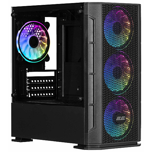 Корпус 2E GAMING Calleo GB700 без БП 2xUSB3.0, 1xUSB2.0, 4x120мм ARGB, VGA 320мм, LCS ready, контроллер с пультом, TG Side Window, mATX, черный