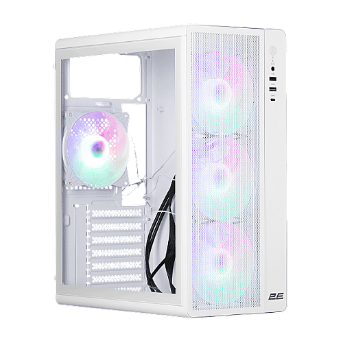 Корпус 2E GAMING Credo Plus V510W без БП, 1xUSB3.0, 1х USB 2.0, 1xUSB Type-C, 4x120мм RGB Rainbow, VGA 310мм, TG Side Panel, ATX, белый