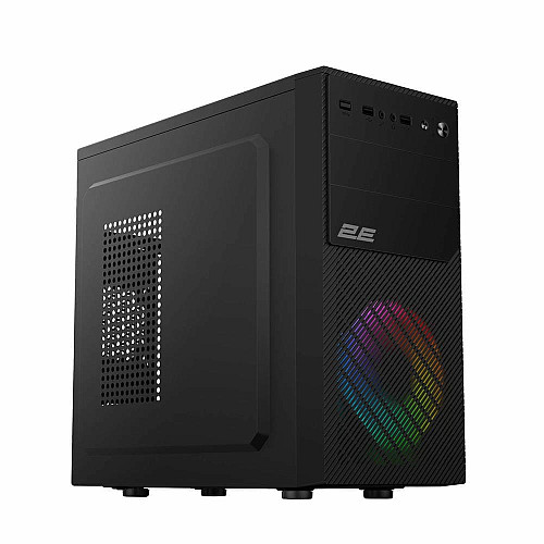 Корпус 2E Basis RD850 без БЖ 1xUSB3.0, 2xUSB2.0, 1x120мм ARGB, VGA 290мм, Metal Side Panel, mATX, чорний