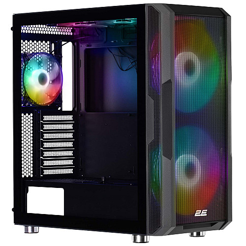 Корпус 2E GAMING Contego Neo GW05 без БЖ 2xUSB3.0, 1xUSBType-C, 2x200мм, ARGB, 3x120мм ARGB, VGA 380мм, LCS ready, контролер з пультом, TG Side Panel, EATX, чорний