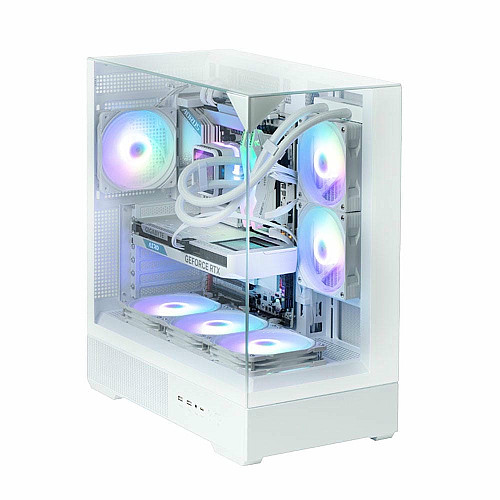 Корпус Zalman P40 Prism без БП, 2xUSB3.0, 1xUSBType-C, 1x120мм ARGB, VGA 420мм, LCS ready, TG 3x Panels, ATX, белый