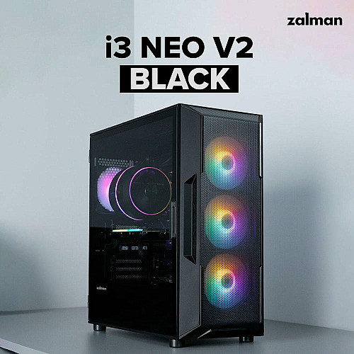 Корпус Zalman I3 Neo V2 без БП, 2xUSB3.0, 1x Type C, 4x120мм RGB, VGA 400мм, LCS ready, TG Side Panel, ATX, черный