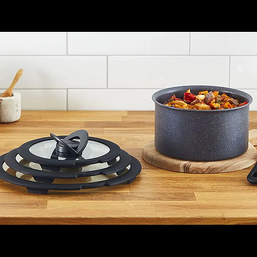 Набір скляних кришок Tefal Ingenio, 16см, 18см, 20см, скло, пластик, чорний