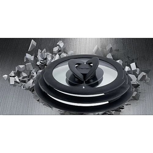 Набір скляних кришок Tefal Ingenio, 16см, 18см, 20см, скло, пластик, чорний