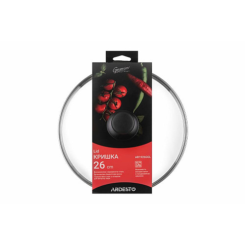 Кришка ARDESTO Gemini Gourmet, 26см, термостійке скло, нержавіюча сталь, бакеліт