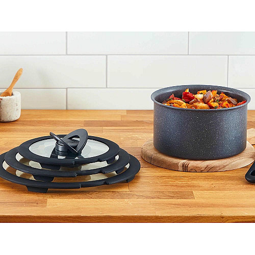 Кришка Tefal Ingenio 18см, скло, силікон, прозоро-чорний
