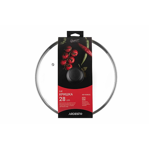Кришка ARDESTO Gemini Gourmet, 28см, термостійке скло, нержавіюча сталь, бакеліт