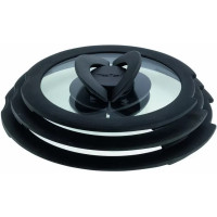 Набір скляних кришок Tefal Ingenio, 16см, 18см, 20см, скло, пластик, чорний