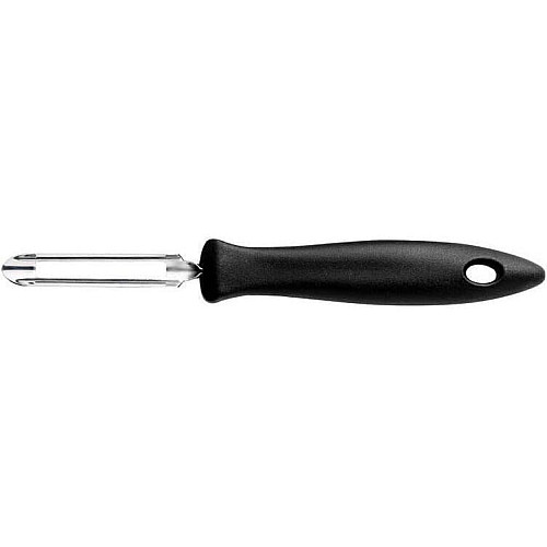 Овочечистка вертикальна Fiskars Essential, з рухомим лезом, 18.4см, нержавіюча сталь, пластик, чорний