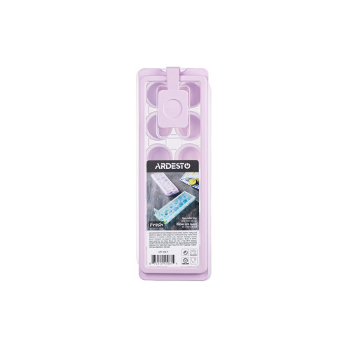 Форма для льоду з кришкою ARDESTO Fresh Cylinder, 27х9.5х3.8см, силікон, пластик, ліловий