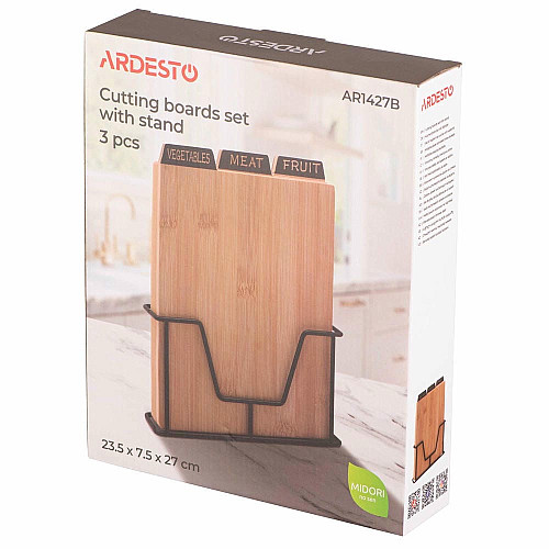 Набор кухонных досок на подставке ARDESTO Midori, 3шт, 23.5х7.5х27см, бамбук, металл