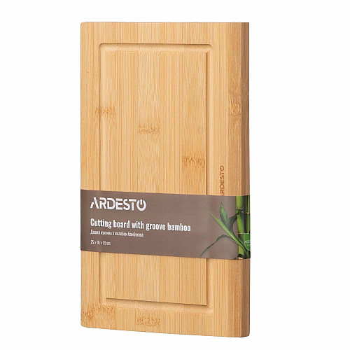 Дошка кухонна з жолобом ARDESTO Midori, 25х16х1.5см, бамбук