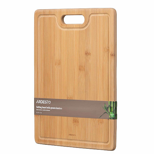 Дошка кухонна з жолобом ARDESTO Midori, 33х24х1.5см, бамбук