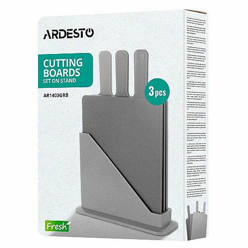 Набір дошок кухонних на підставці ARDESTO Fresh, 3шт, 24.1х33х7.9см, пластик