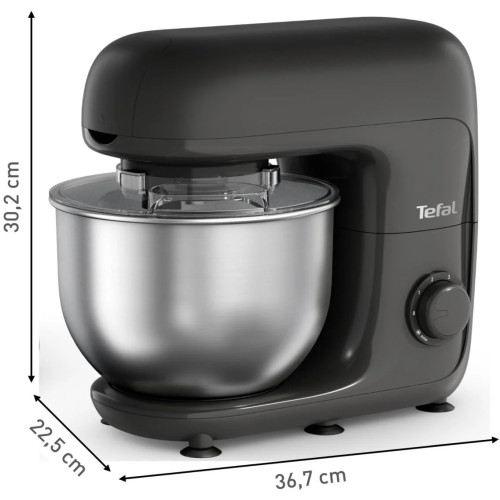 Кухонна машина Tefal Bake Essential 800Вт, чаша-метал, корпус-метал/пластик, насадок-4, чорний