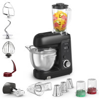 Кухонна машина Tefal Bake Partner + 1100Вт, чаша-метал, корпус-пластик, насадок-9, чорний
