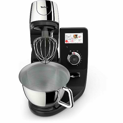 Кухонная машина Tefal I-Coach Touch, 1200Вт, чаша-металл, корпус-металл+пластик, дисплей, насадок-3, подкл. к смартфону, черный