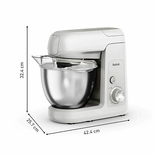 Кухонная машина Tefal Bake Partner 1100Вт, чаша-металл, корпус-пластик, насадок-8, белый