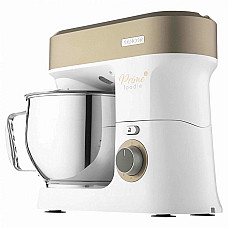 Кухонна машина Sencor 1200Вт, чаша-метал, корпус-пластик, насадок-19, коричнево-білий