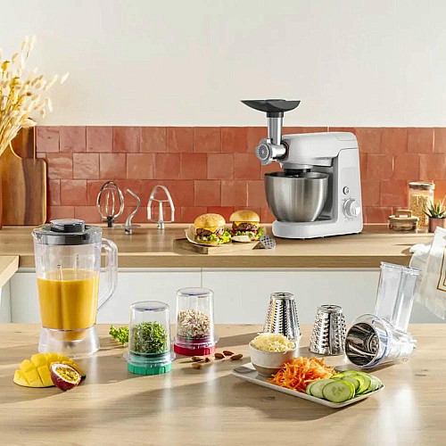 Кухонная машина Tefal Bake Partner 1100Вт, чаша-металл, корпус-пластик, насадок-8, белый
