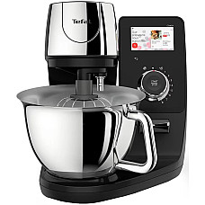 Кухонная машина Tefal I-Coach Touch, 1200Вт, чаша-металл, корпус-металл+пластик, дисплей, насадок-3, подкл. к смартфону, черный
